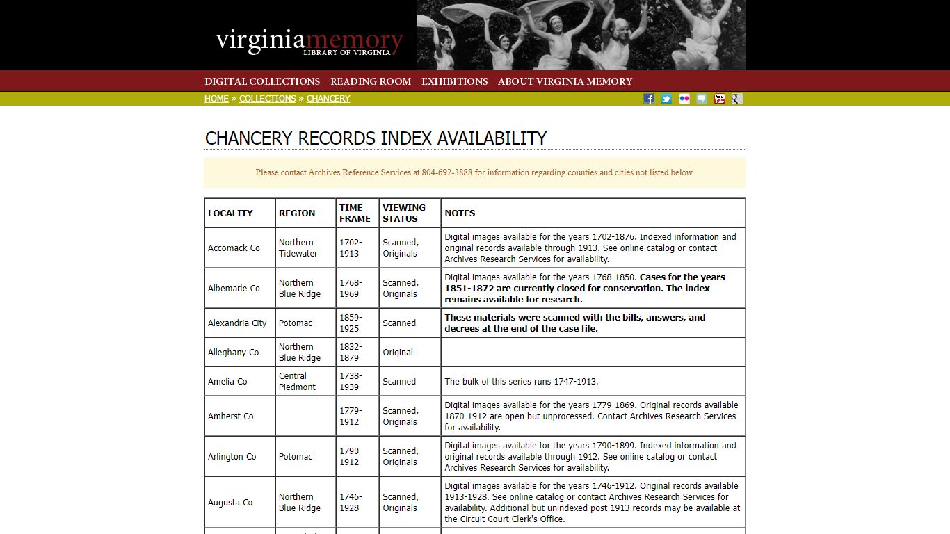 Virginia Memory: Chancery Records Index - Library of Virginia