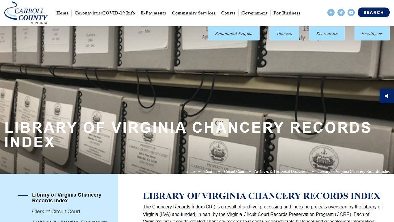 Library of Virginia Chancery Records Index - Carroll County, Virginia